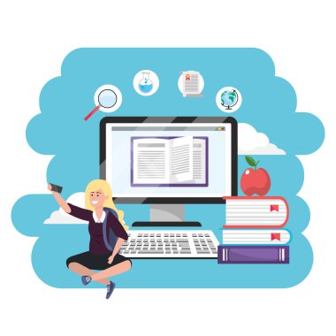 Online eğitim bin yıllık öğrenci sıçrama çerçeve