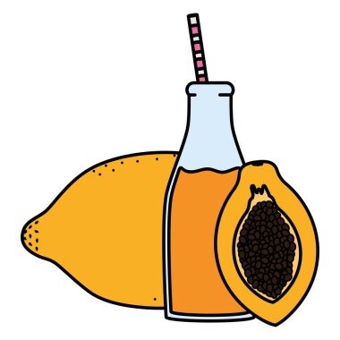 saman ile botttle taze papaya suyu meyve