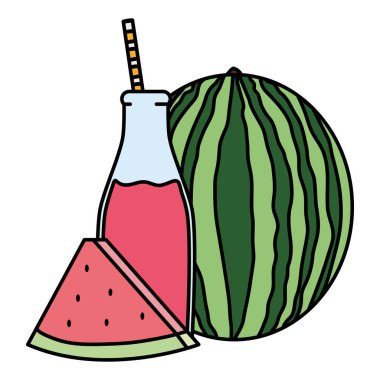 saman ile botttle taze karpuz suyu meyve