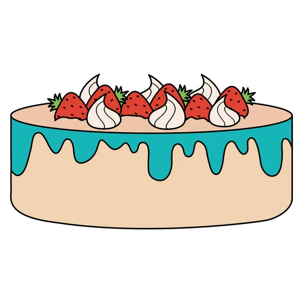 Вкусный сладкий торт с клубникой — стоковый вектор