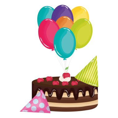 kiraz ve balonlar helyum ile lezzetli tatlı pasta