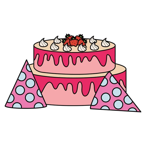 イチゴとおいしい甘いケーキ — ストックベクタ