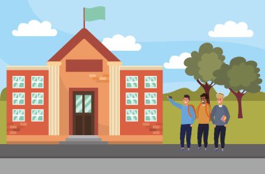 Kampüs arka planında akıllı telefon kullanan öğrenci