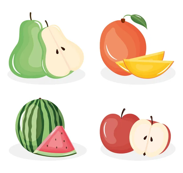 Groupe de fruits tropicaux et frais — Image vectorielle