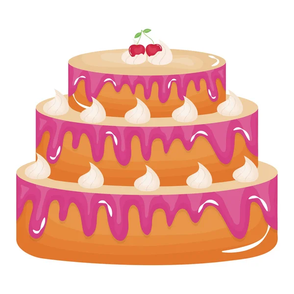 Delicioso pastel dulce con cerezas — Archivo Imágenes Vectoriales