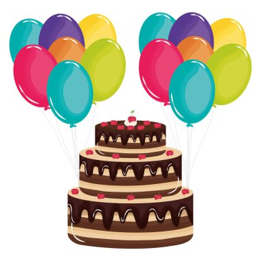 balonlar helyum ile lezzetli tatlı pasta