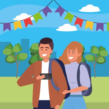 Millennial çift Tarih Park arka plan