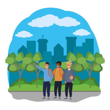 Millennials arkadaş grubu selfie çekiyor