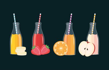 taze ve tropikal suları meyve botttles içinde pipetler