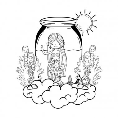 Deniz yosunu fairytale karakter ile güzel deniz kızı