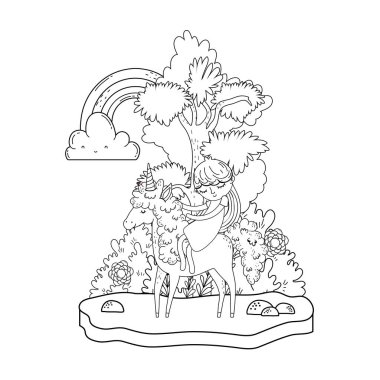 manzara Prenses ile güzel küçük Unicorn