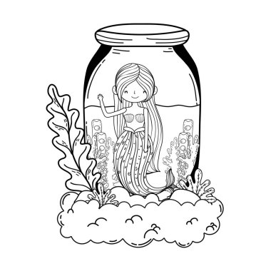 Deniz yosunu fairytale karakter ile güzel deniz kızı