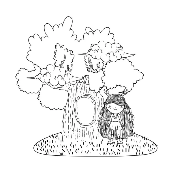 Niedliche kleine Fee mit Baumcharakter — Stockvektor