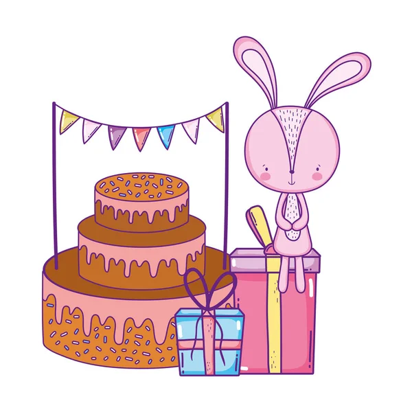 Roztomilý králík se sladkým koláčem — Stockový vektor