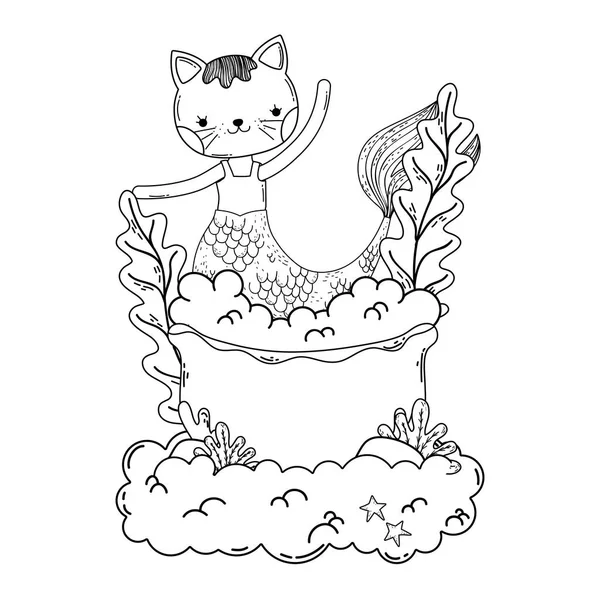 Lindo purrmaid en bañera — Vector de stock