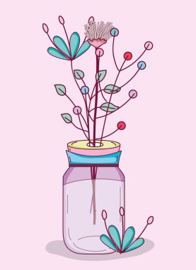 Mason kavanoza çiçekli