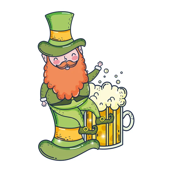 St patricks zi leprechaun cu bere — Vector de stoc