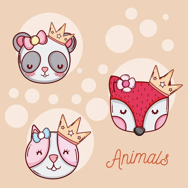 Conjunto de dibujos animados animales lindos — Vector de stock