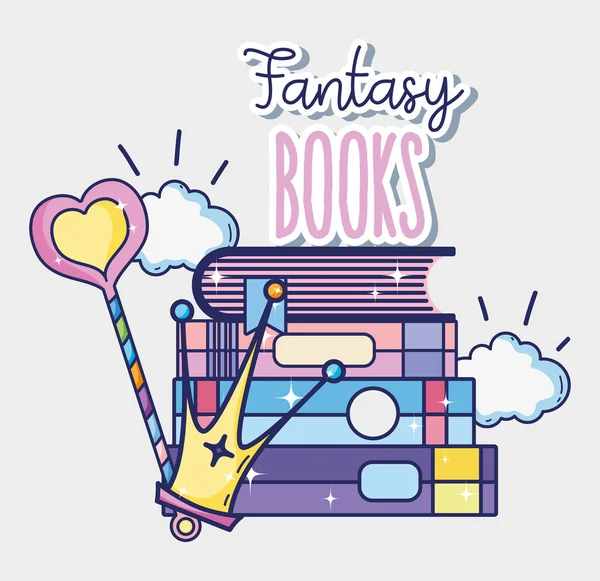 Libros de fantasía y magia — Vector de stock