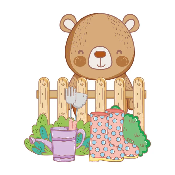 Cute Little Bear w ogrodzie — Wektor stockowy