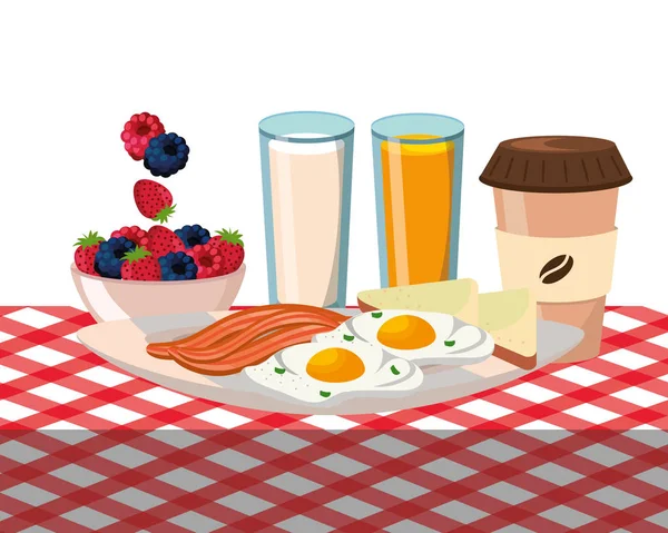 Finom, ízletes reggeli rajzfilm — Stock Vector