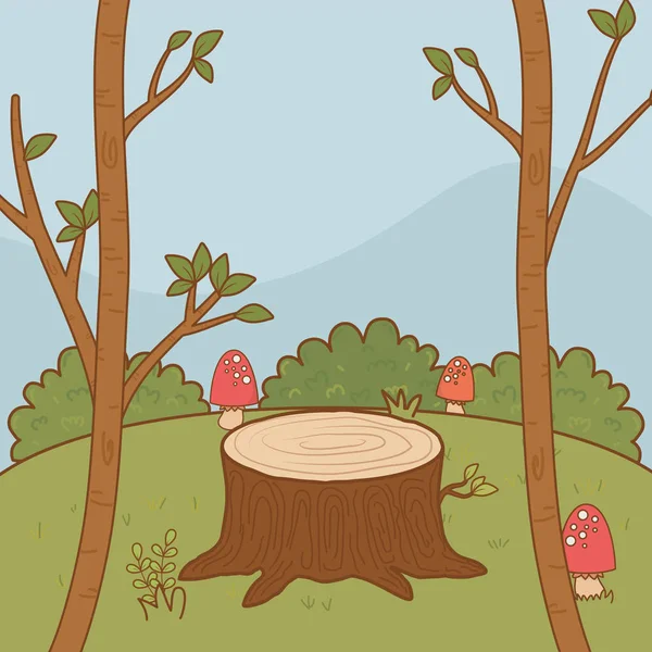 Trä trunk Cartoon — Stock vektor