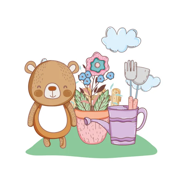 Cute Little Bear w ogrodzie — Wektor stockowy
