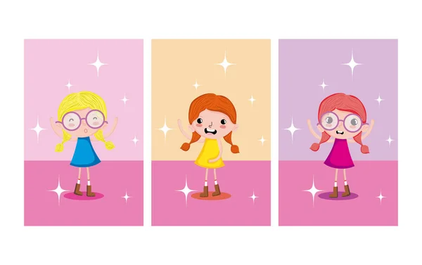 Chicas lindas dibujos animados — Vector de stock