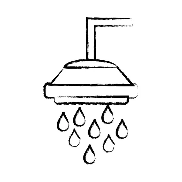 Figura doccia tubo idraulico con gocce d'acqua — Vettoriale Stock