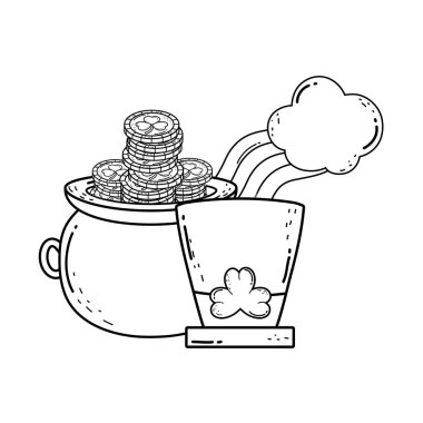 sevimli Leprikon şapka ile yonca paralar