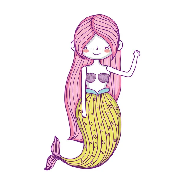 Hermoso personaje de cuento de hadas sirena — Vector de stock