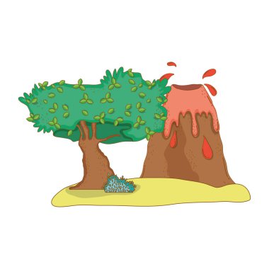 volkan tarih öncesi manzara sahnesi