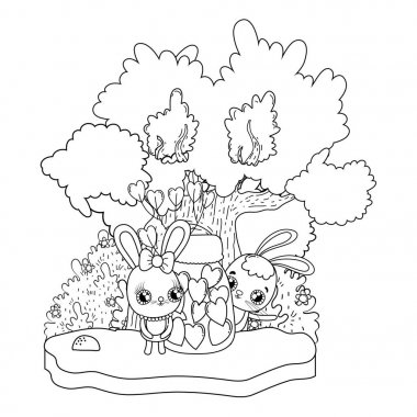 Mason kavanoz Sevgililer günü ile sevimli tavşan çift