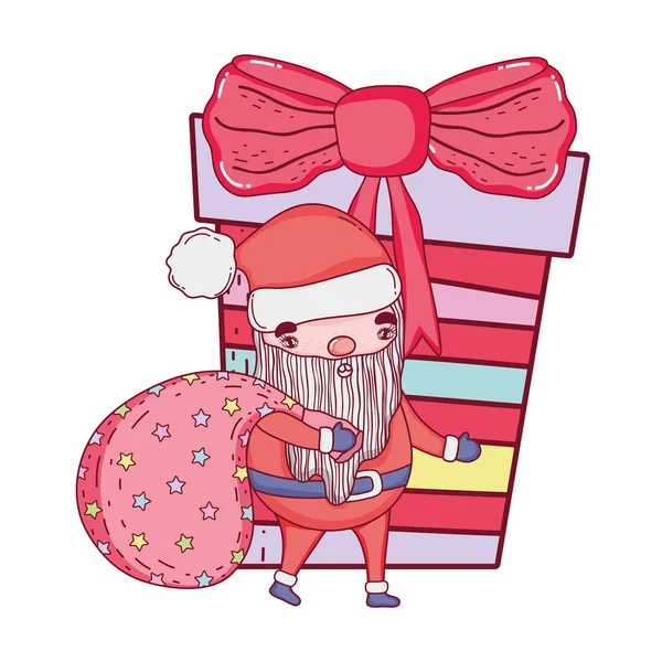 Mignon Noël Père Noël claus avec cadeau cadeau — Image vectorielle