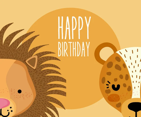 Herzlichen Glückwunsch zum Geburtstag niedliche Tier Karte — Stockvektor