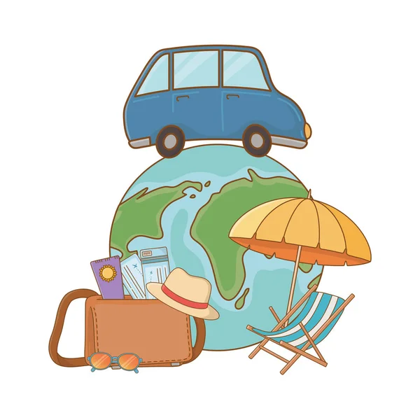 Τουριστικό ταξίδι το καλοκαίρι ταξίδια — Διανυσματικό Αρχείο