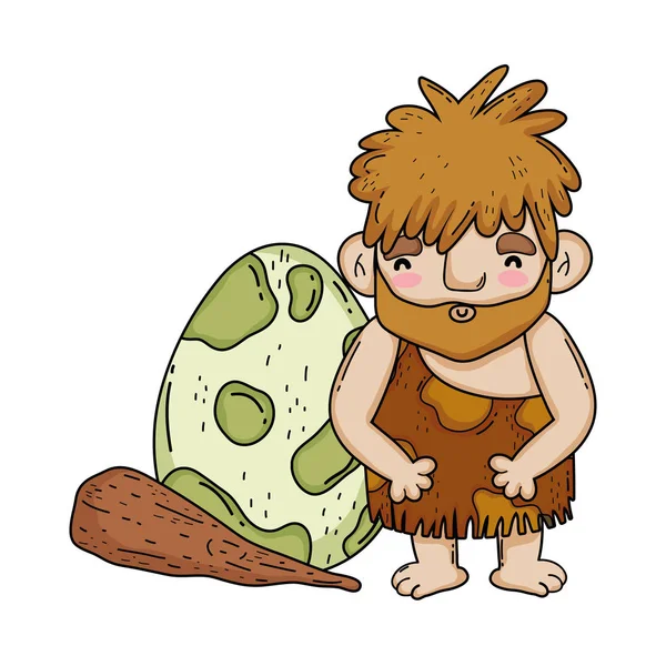 ブラッジオンと恐竜の卵を持つ洞窟人 — ストックベクタ