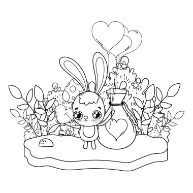 balon helyum Sevgililer günü ile sevimli tavşan