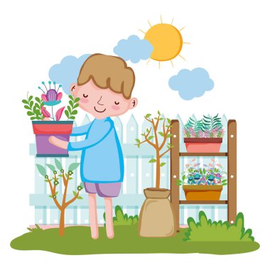 çocuk çit ve raf ile houseplant kaldırma