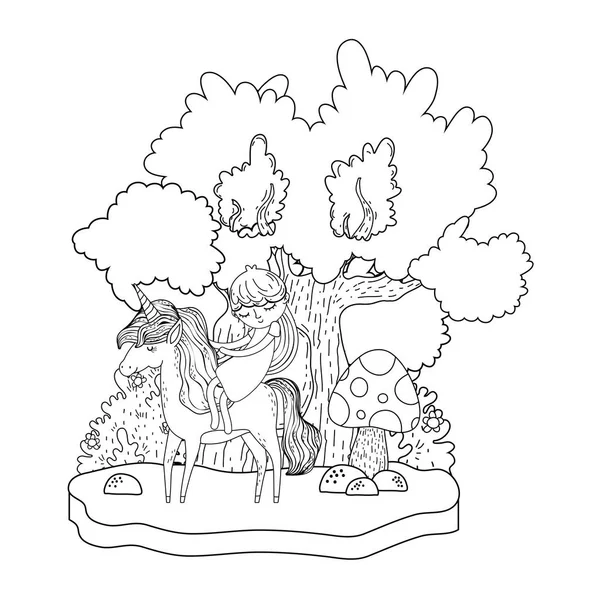 manzara Prenses ile güzel küçük Unicorn