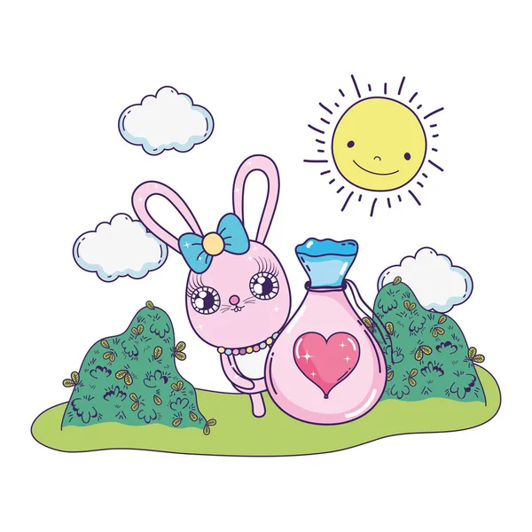 Mignon lapin fille valentines jour — Image vectorielle