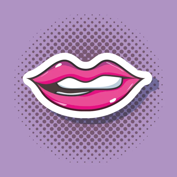 Pop art mouth patch design — Stock Vector