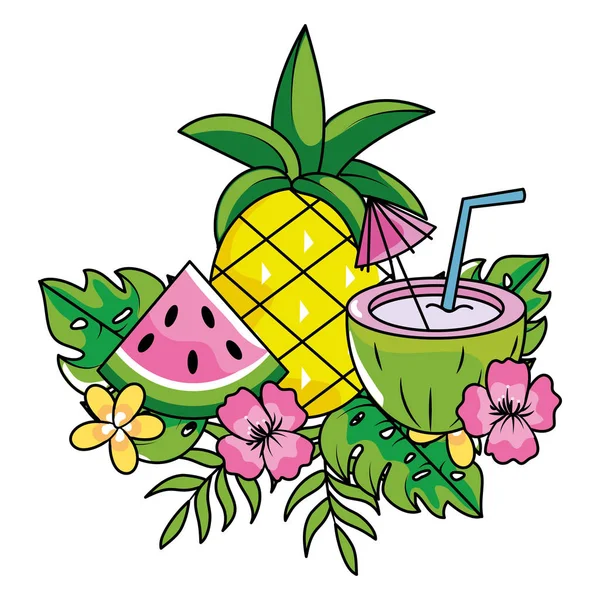Dessin animé d'été tropical — Image vectorielle