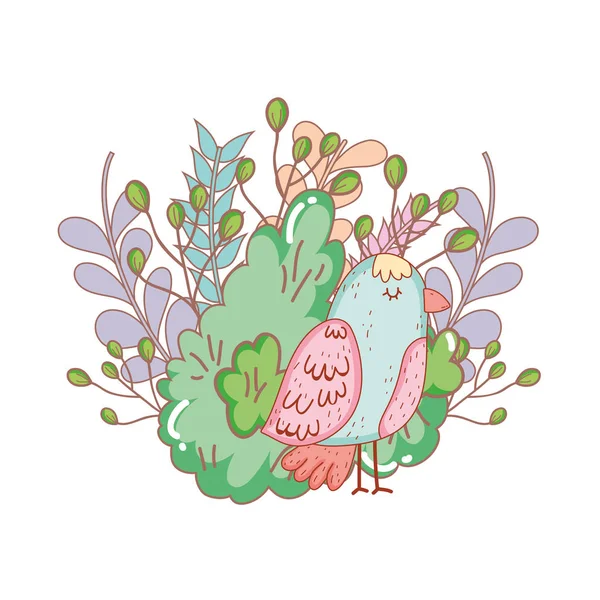 ブッシュガーデン付きの美しい鳥 — ストックベクタ