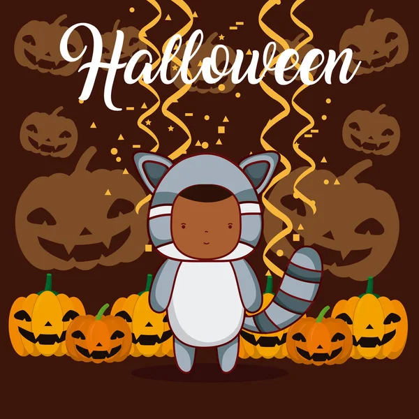 Dibujos animados de Halloween y niños — Vector de stock