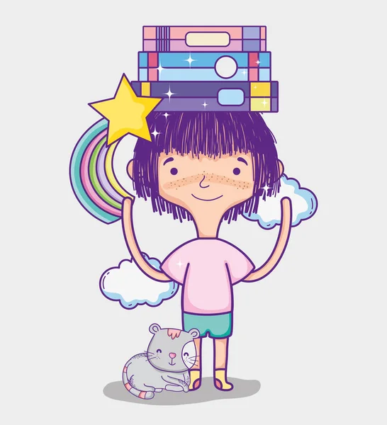 Linda chica con libro — Vector de stock