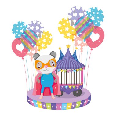 tabaka ve balonlar helyum ile sevimli sirk kedi