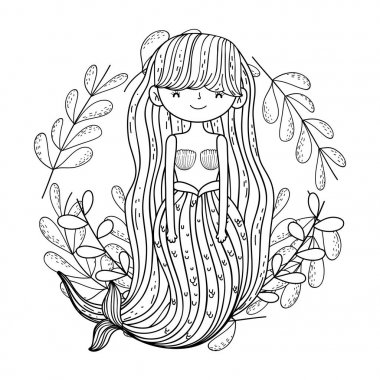 Leafs taç ile güzel deniz kızı