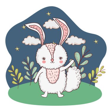 Kampta sevimli küçük tavşan karakteri