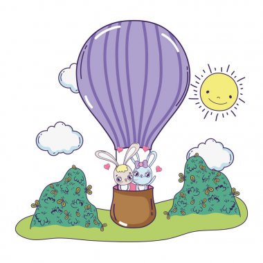 balon hava sıcak sevgililer günü uçan tavşan çift